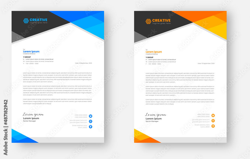 corporate modern business letterhead design template with yellow and blue color. creative modern letterhead design template for your project. letter head, letterhead, business letterhead design.