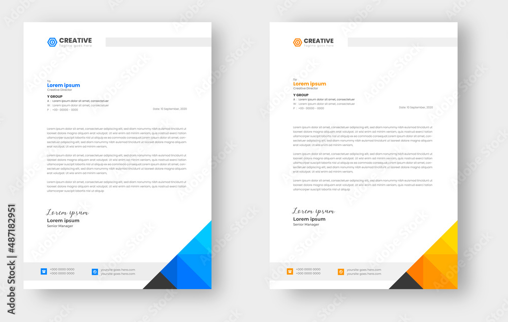 corporate modern business letterhead design template with yellow and blue color. creative modern letterhead design template for your project. letter head, letterhead, business letterhead design.