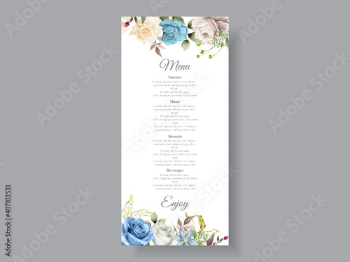 Elegant white and blue rose wedding card
