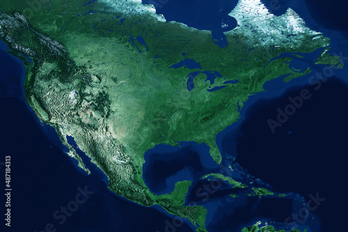 Fototapeta Naklejka Na Ścianę i Meble -  North America from space. Elements of this image furnished by NASA
