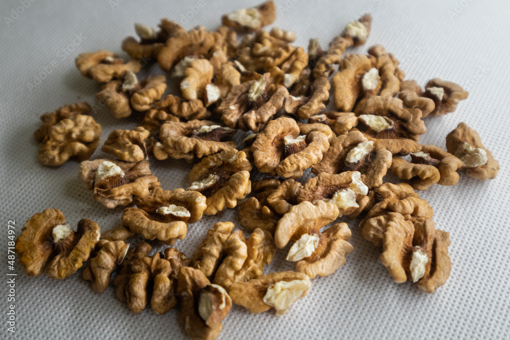 roasted walnut on white background roasted walnut on white background