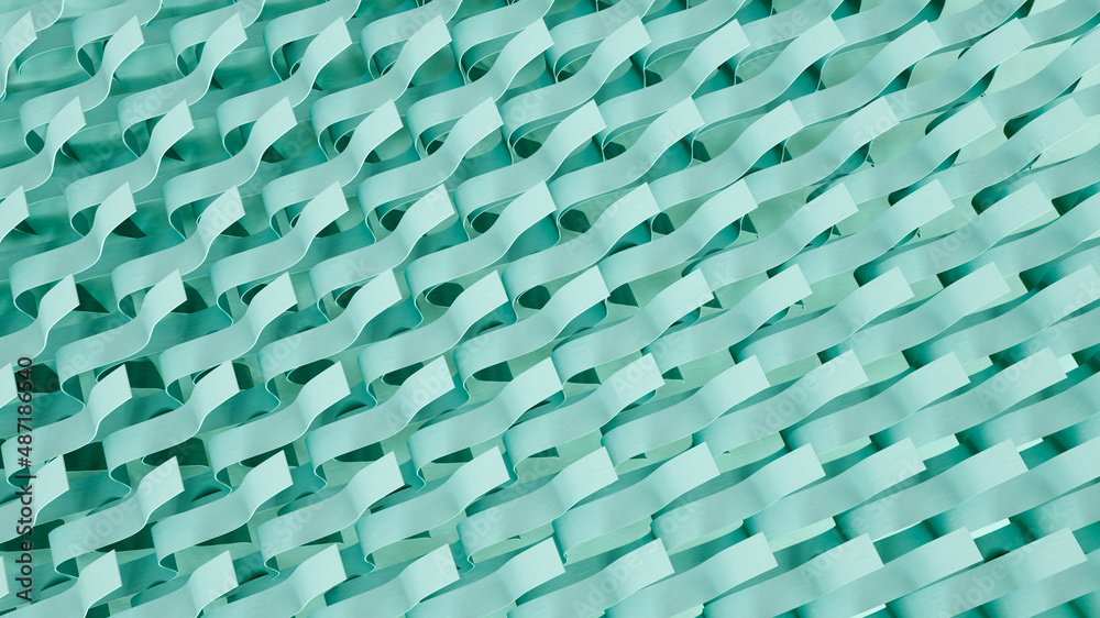 Fototapeta premium Abstract background with a turquoise woven pattern with loose ends 3D illustration
