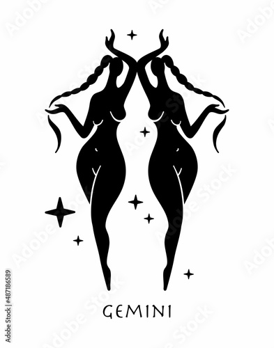 Sign of the zodiac Gemini. Zodiac girl. Celestial Woman. Celestial goddess. 