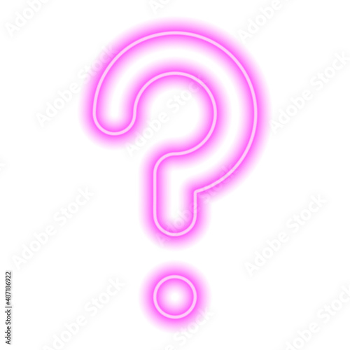 Pink neon question mark isolated on white