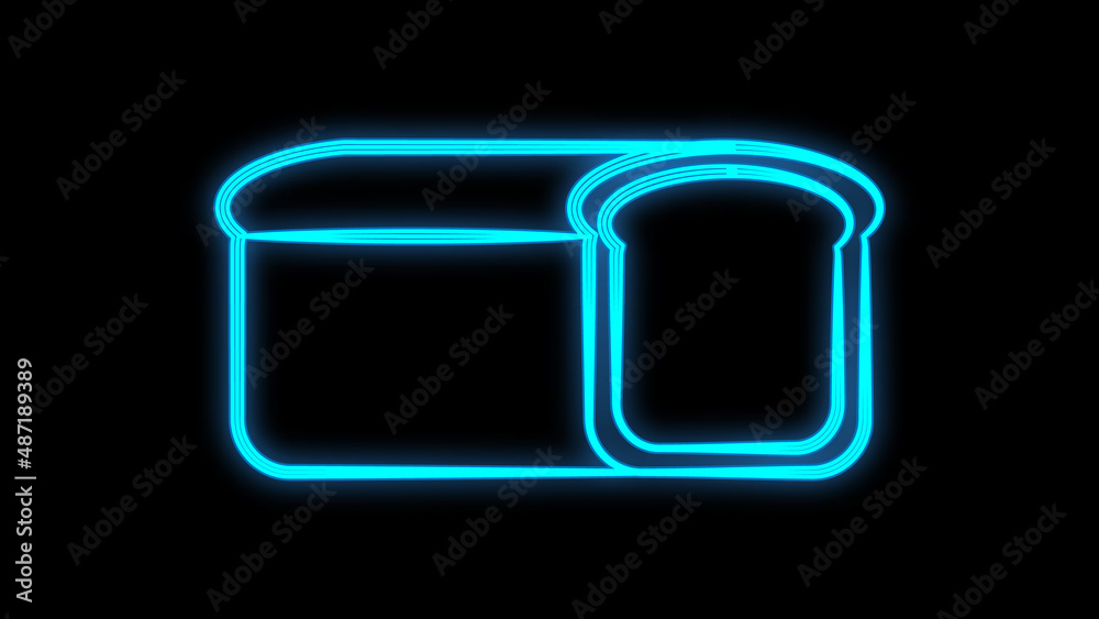 bread on a black background. vector illustration. loaf of bread, neon sign is bright, blue. signboard for decorating a bakery, cafes, restaurants bread on a black background. vector illustration. loaf of bread, neon sign is bright, blue. signboard for decorating a bakery, cafes, restaurants