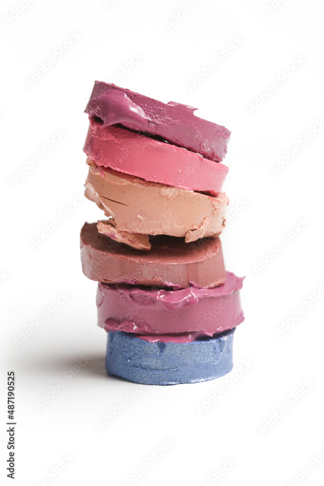 Lipstick cuts isolated on white background Lipstick cuts isolated on white background