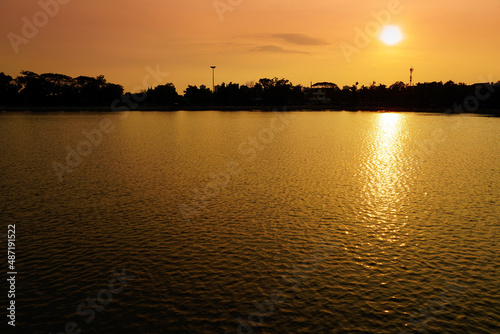 sunset view of the river in the evening.sunset view of the river in the evening.  © surasak