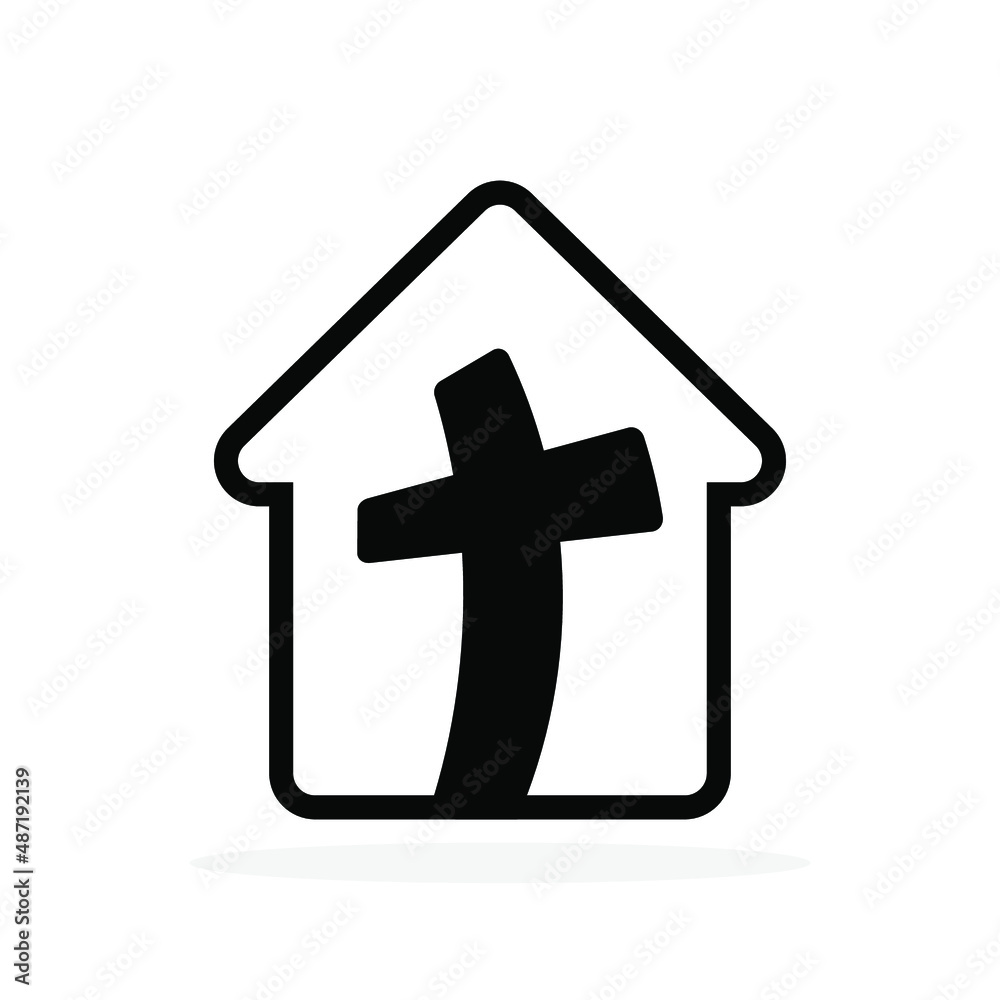 Church symbol. Christian cross icon. Black religion icon. Vector illustration. Church House with christian cross Church symbol. Christian cross icon. Black religion icon. Vector illustration. Church House with christian cross