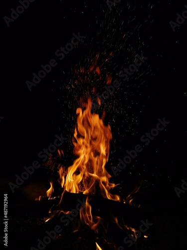 Fire flame in black background...Flaming background.