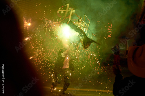 Quema de torito Mexican tradition of fireworks. photo