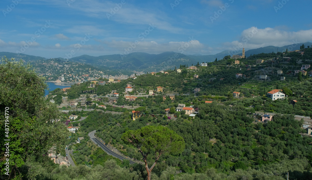 Le colline che sovrastano Zoagli in provincia di Genova.