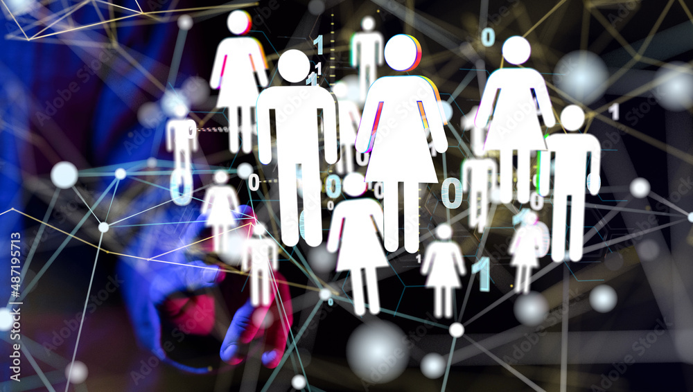 Abstract technology group and data 3d
