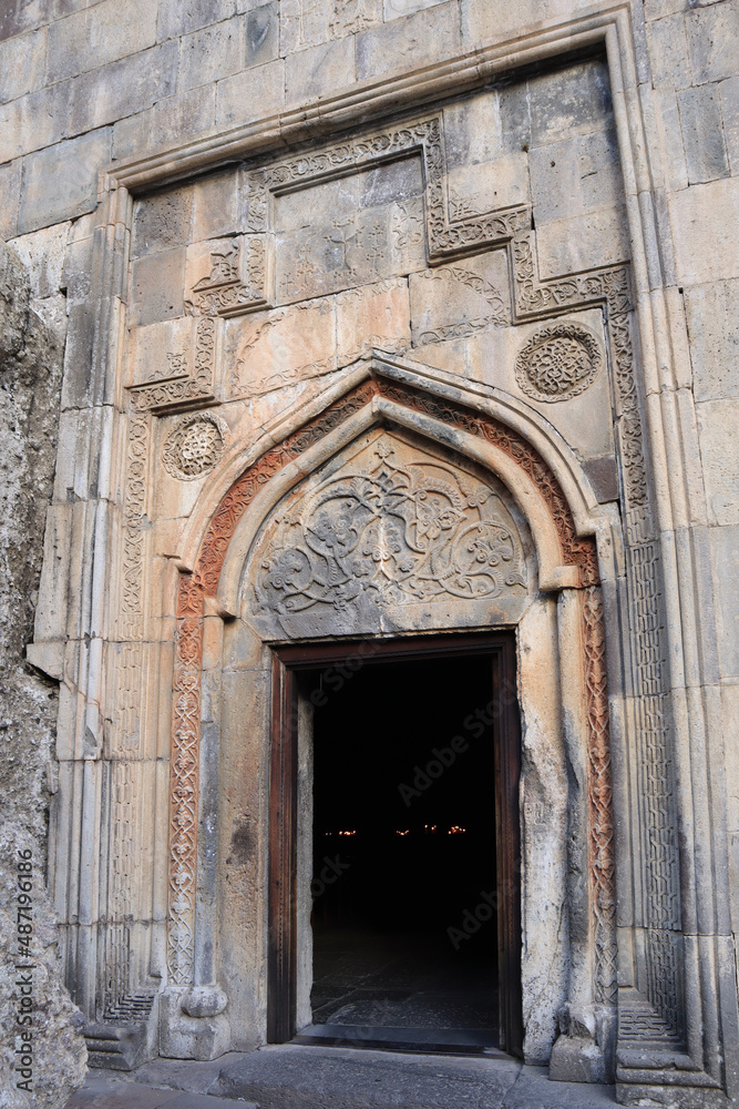 Entrance of  Geghard Monastery in Armenia
