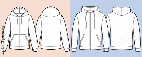 Womans and mans hoodie with kangaroo pocket and zipper clasp on front