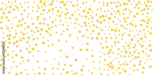 Star confetti. Golden casual confetti background. Bright design pattern. Vector template with gold stars.
