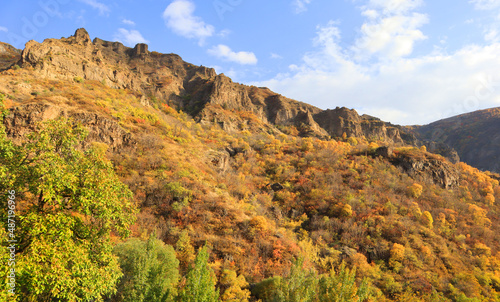 Autumn landscape near Geghard Monastery in Armenia  