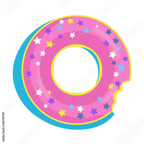 Donut shaped air mattress semi flat color vector object. Full sized item on white. Swimming pool activity equipment simple cartoon style illustration for web graphic design and animation