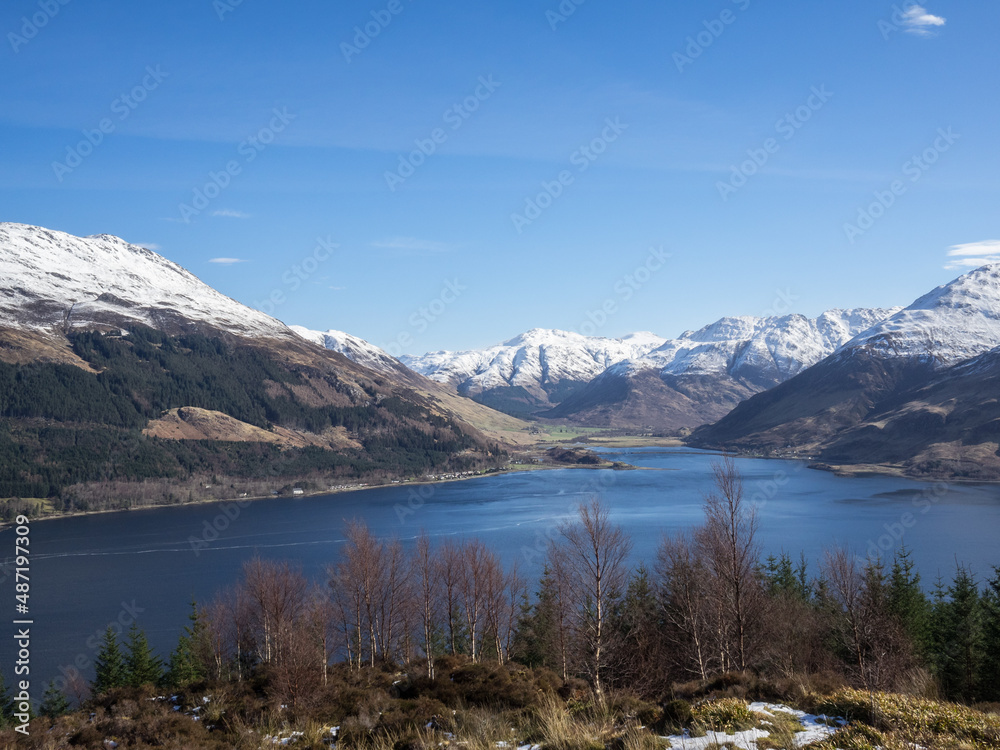 Loch Duich below the snow covered mountains