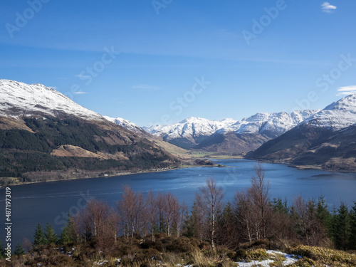 Loch Duich below the snow covered mountains