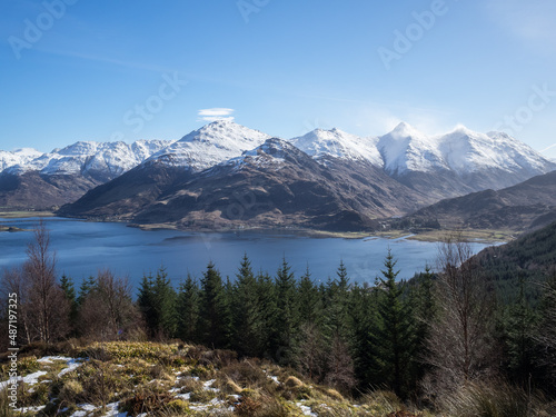 Five Sisters of Kintail mountains over Loch Duich