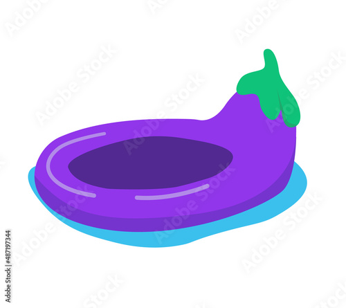 Aubergine shaped air mattress semi flat color vector object. Full sized item on white. Swimming pool and beach activities simple cartoon style illustration for web graphic design and animation