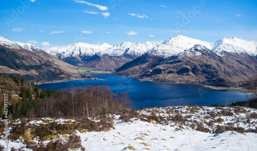 Five Sisters of Kintail mountains peaks over Loch Duich