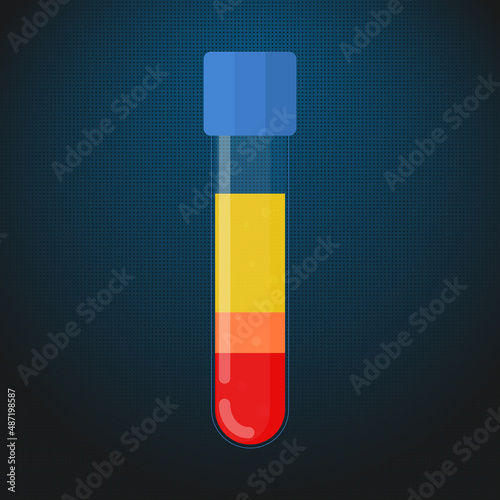 Close up of platelet-rich plasma structure under microscope. Composition of blood in a test tube. Laboratory equipment. Scientific vector poster