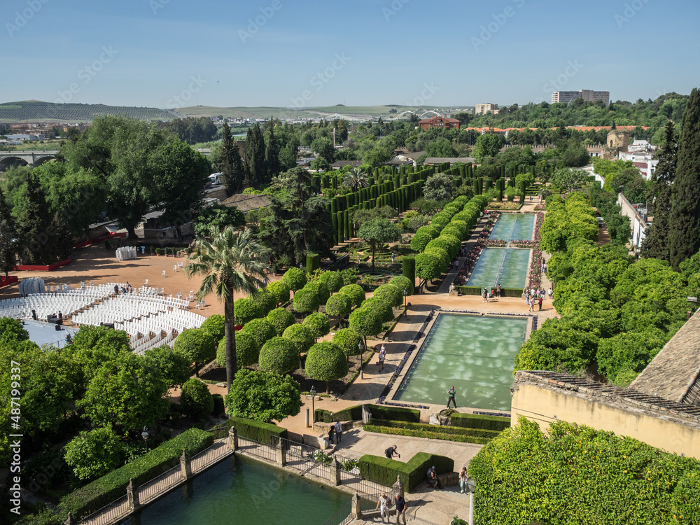 General view of the garden of Alcazar de los Reyes Cristianos, Cordoba