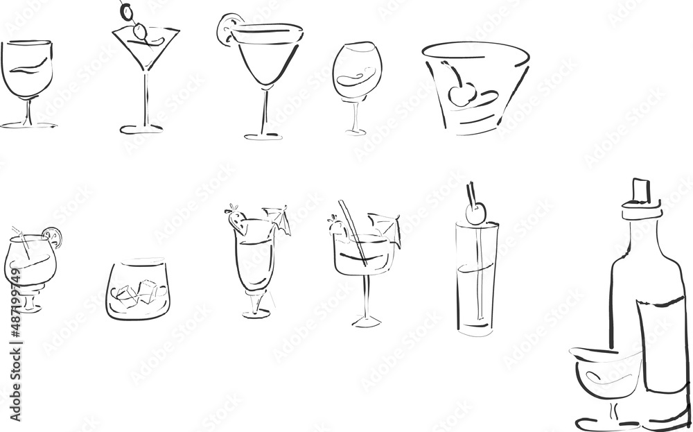 Drinks vector icons set Drinks vector icons set