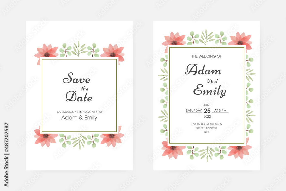 Romantic watercolor wedding invitation Romantic watercolor wedding invitation