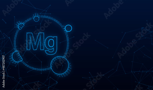 Blue magnesium Plexus sign. Magnesium mineral. Mg pill capsule. Vector stock illustration