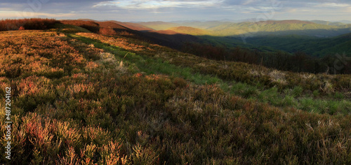 Fototapeta Naklejka Na Ścianę i Meble -  Sunset in the Bieszczady Mountains, Carpathians, Polish-Slovak border