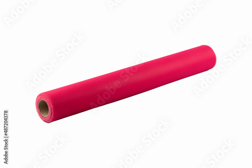 Tulle roll. Greek Tulle 5 meter roll isolated on white background. Flower packaging materials.