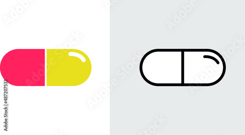 Medicine capsule icon. line and glyph version, outline and filled vector sign. Medical pills linear and full pictogram. Symbol, logo illustration. Different style icons set