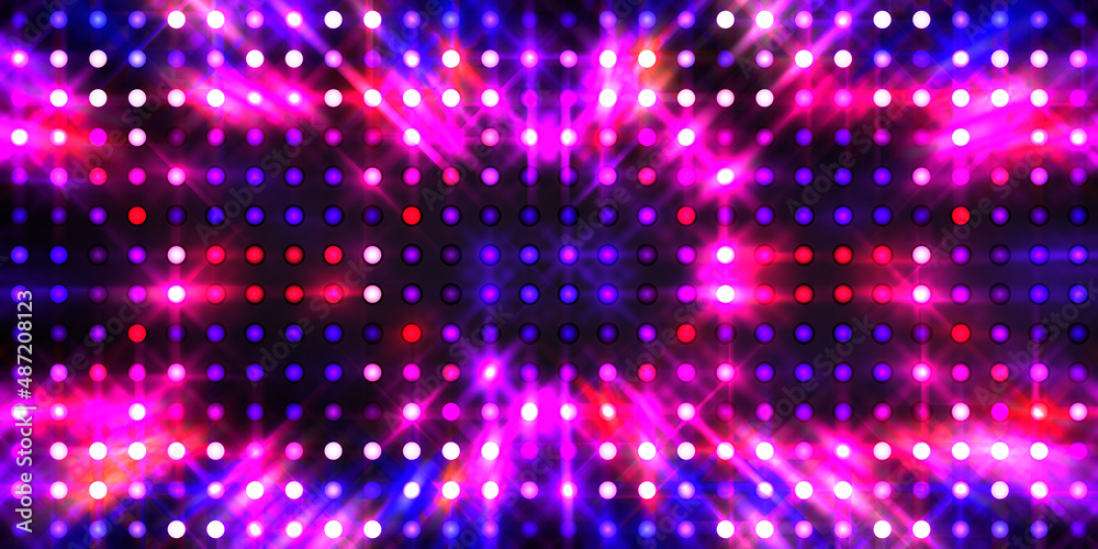 Shining lights party leds on black background. Digital illustration of stage or stadium spotlights. Glowing pattern wallpaper. Glamour background of colorful lights with spotlights. Shining lights party leds on black background. Digital illustration of stage or stadium spotlights. Glowing pattern wallpaper. Glamour background of colorful lights with spotlights.