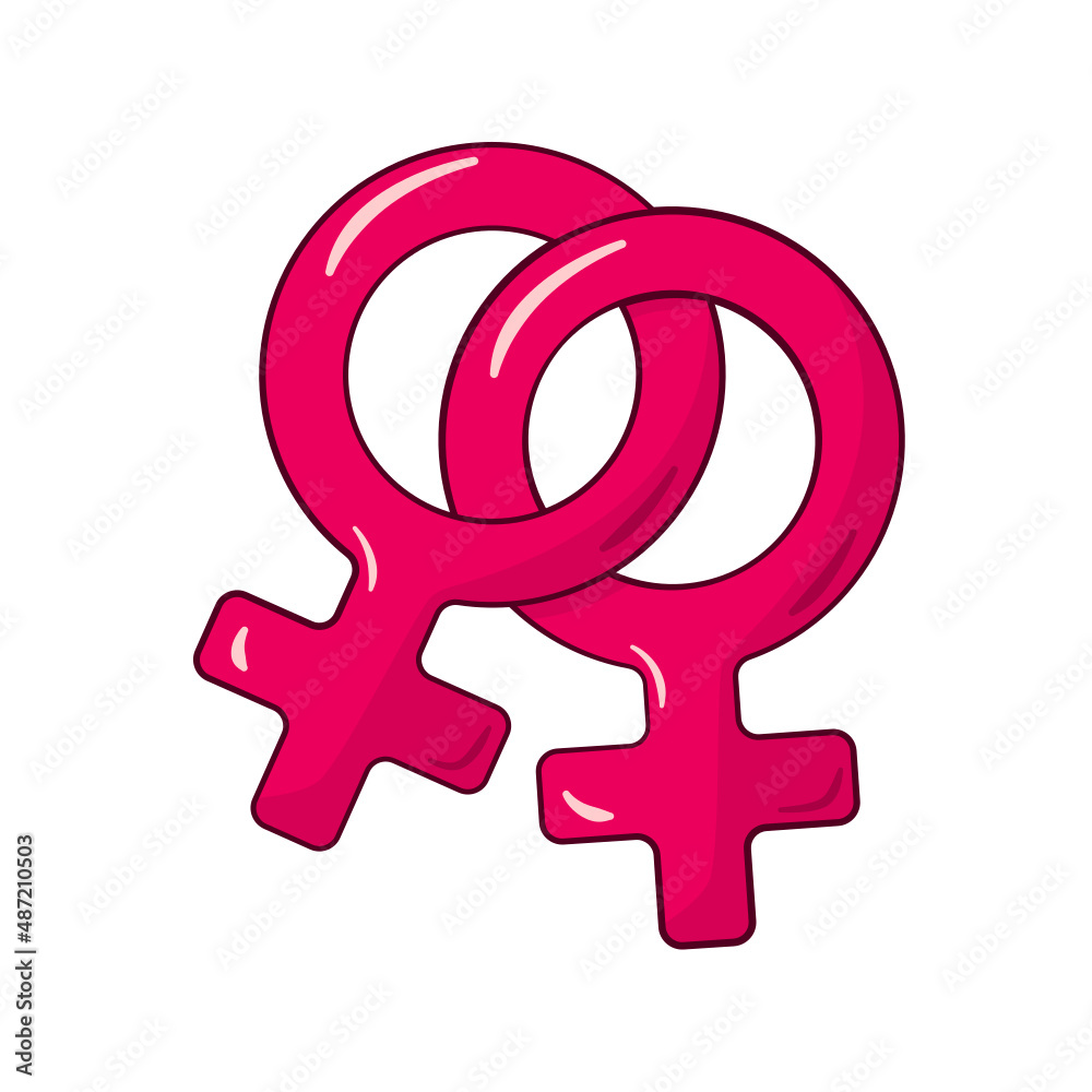 Lesbian relationship symbol. Homosexual. Female gender. Isolated. Vector. Cartoon Lesbian relationship symbol. Homosexual. Female gender. Isolated. Vector. Cartoon