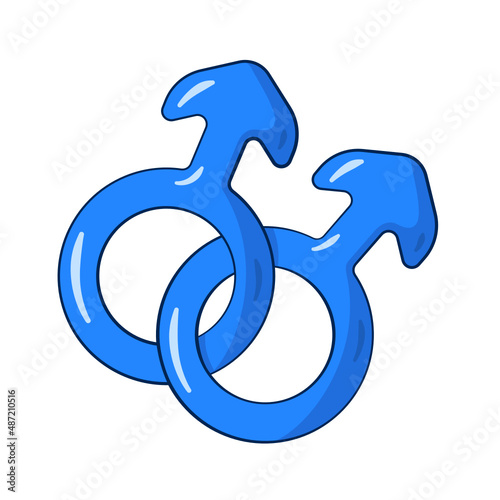 Gay relationship symbol. Homosexual. Male gender. Cartoon. Vector illustration