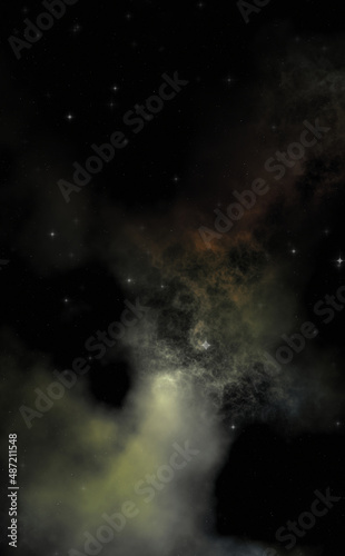 Star field in galaxy space with colorful nebula. Sci fi background of deep space. Ethereal wallpaper.