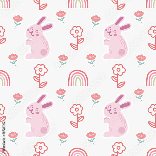 cute easter seamless bunny and cute elements design 