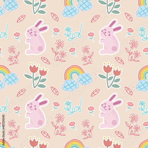 cute easter seamless bunny and cute elements design 