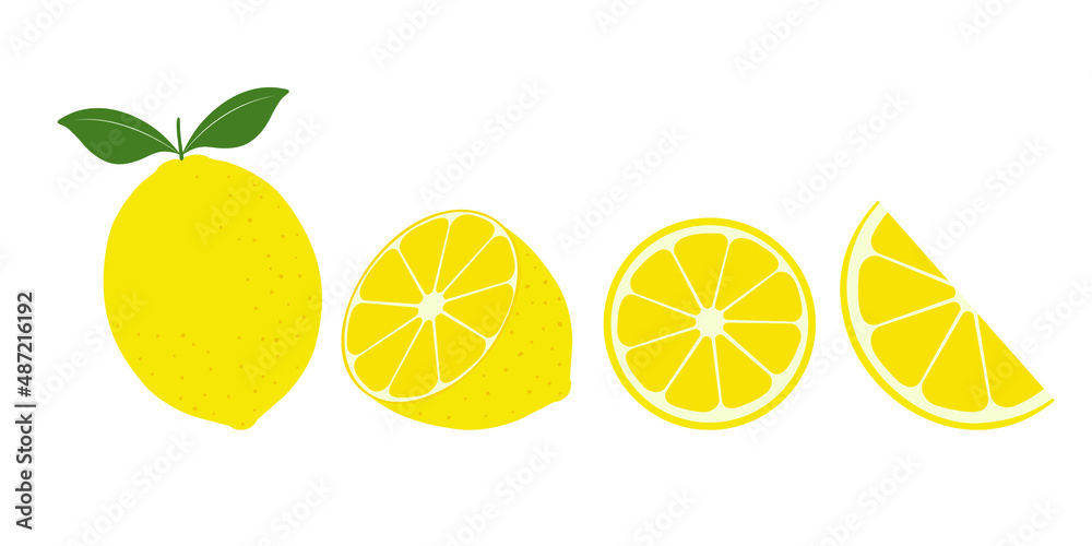 Set of fresh lemones. Lemon fruit isolated on white background. Vector illustration for design and print Set of fresh lemones. Lemon fruit isolated on white background. Vector illustration for design and print