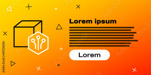 Line NFT Digital crypto art icon isolated on yellow background. Non fungible token. Colorful outline concept. Vector