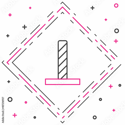 Line Cat scratching post with toy icon isolated on white background. Colorful outline concept. Vector