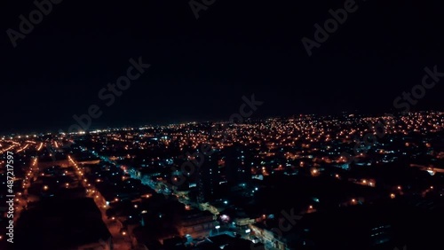 Night in the City lights fly horizon drone 4k aereal  - Argentina Buenos Aires La matanza photo