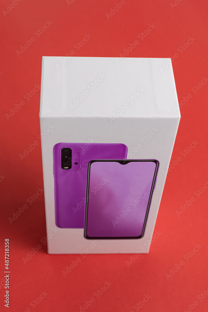 White cell phone box on the background White cell phone box on the background