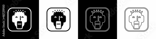 Set Rapper icon isolated on black and white background. Vector