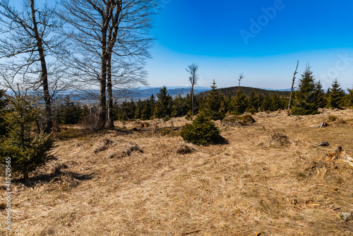 Beautiful landscape of mountains at sunny morning photo