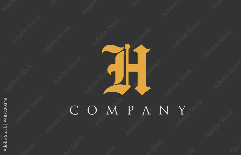 Fototapeta premium vintage letter H alphabet design. Creative logo icon template for company