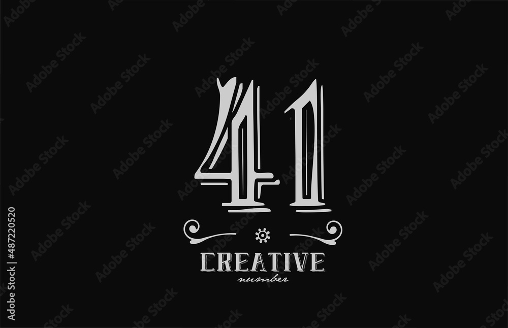 41 number logo icon with black and white colors. Creative vintage template for company adn business
