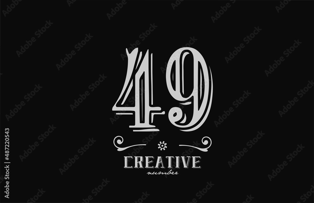 49 number logo icon with black and white colors. Creative vintage template for company adn business 49 number logo icon with black and white colors. Creative vintage template for company adn business